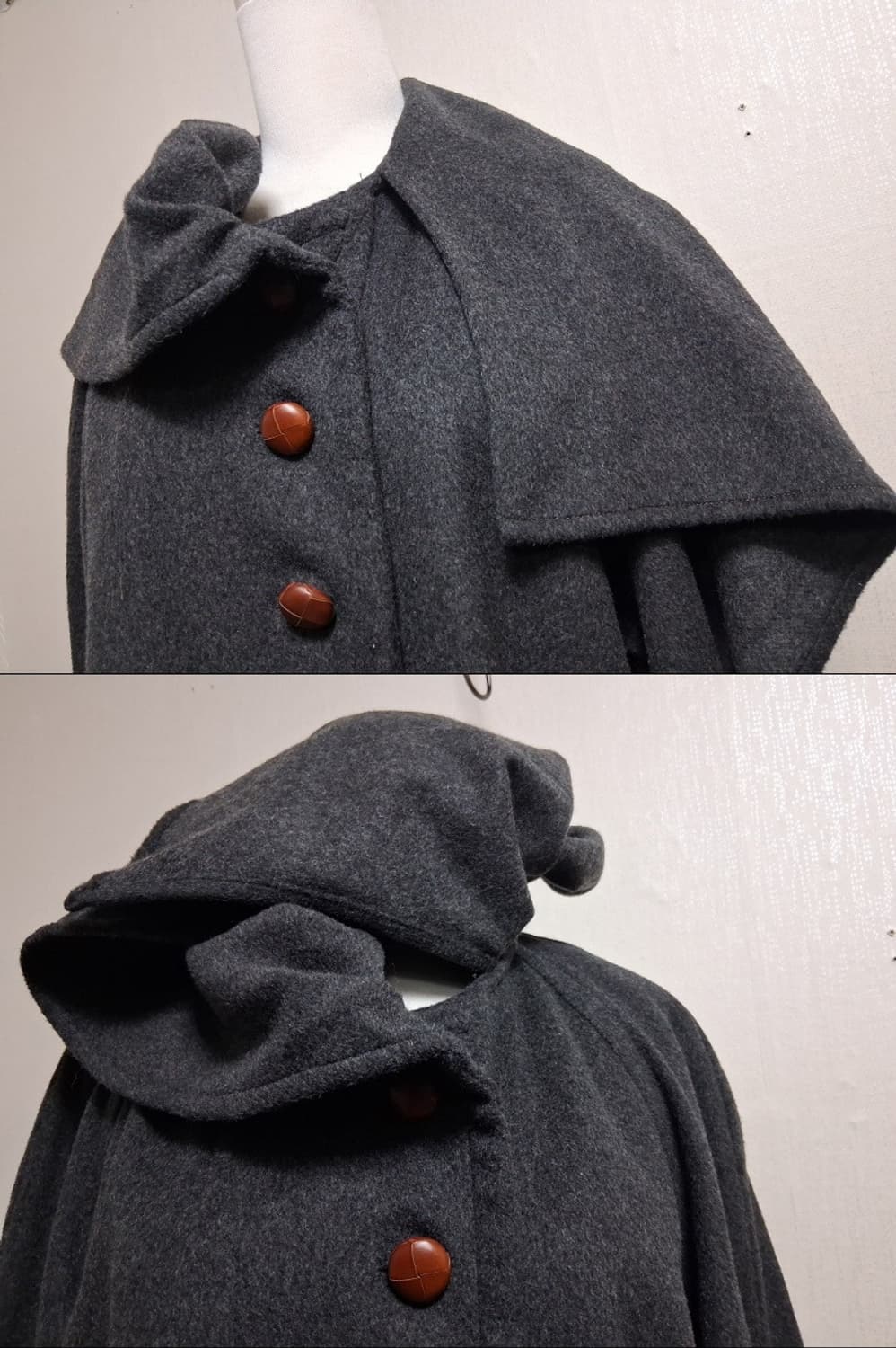 일본빈티지 엘레강스 부띠크 폴랜드산 케이프카라 플레어 코트 77까지 프리 상품이미지5