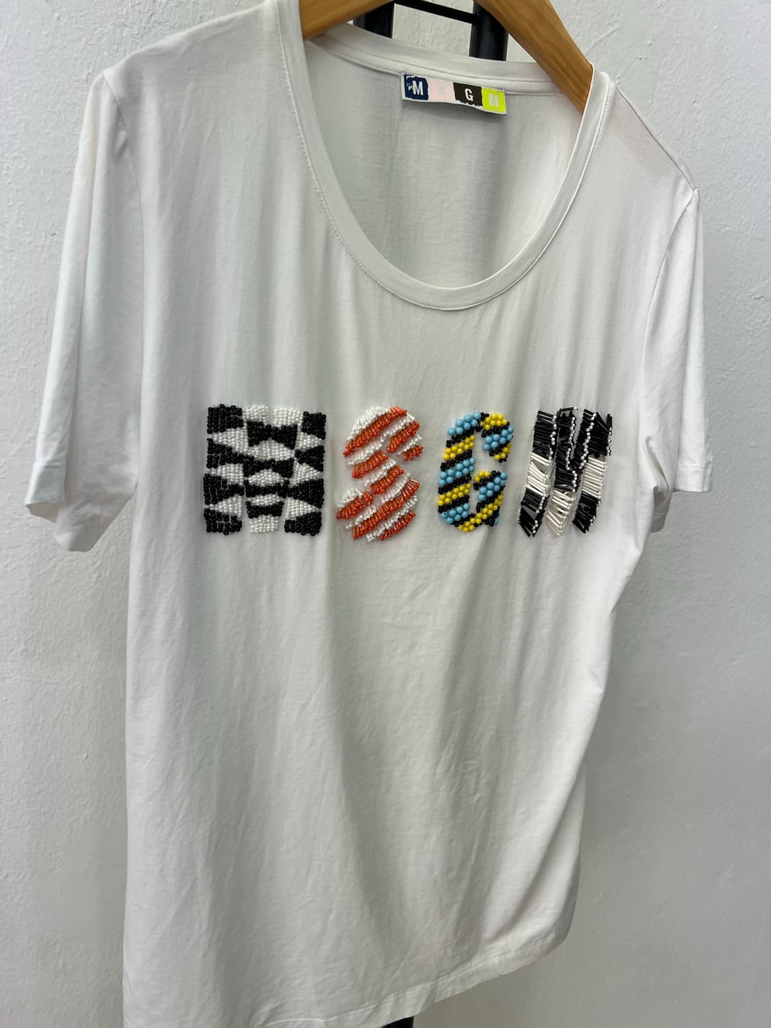 정품) MSGM 여성 비즈 반팔티 S 상품이미지2