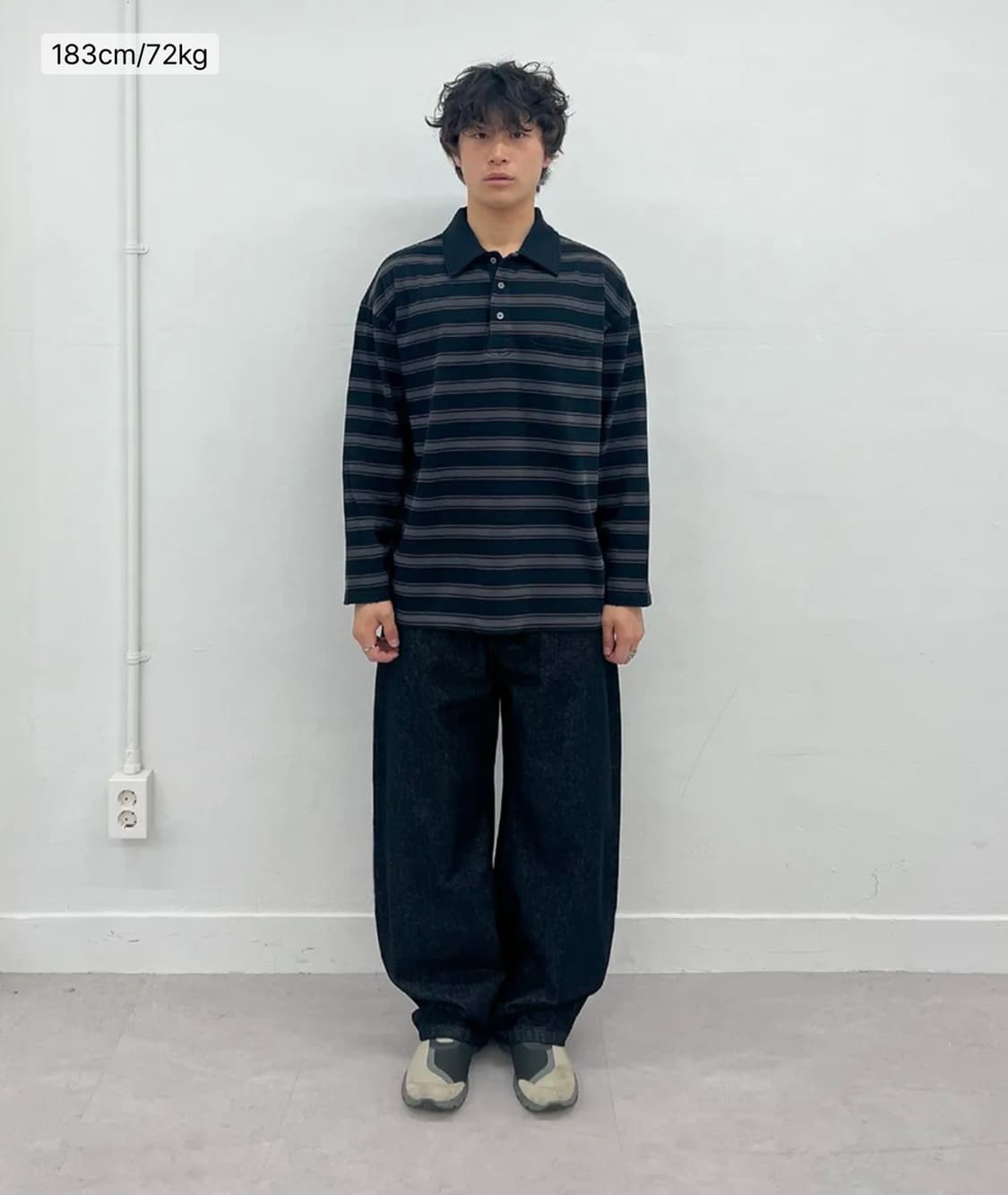 밀로 아카이브 카라 티셔츠 (차콜 그레이, L) 상품이미지3