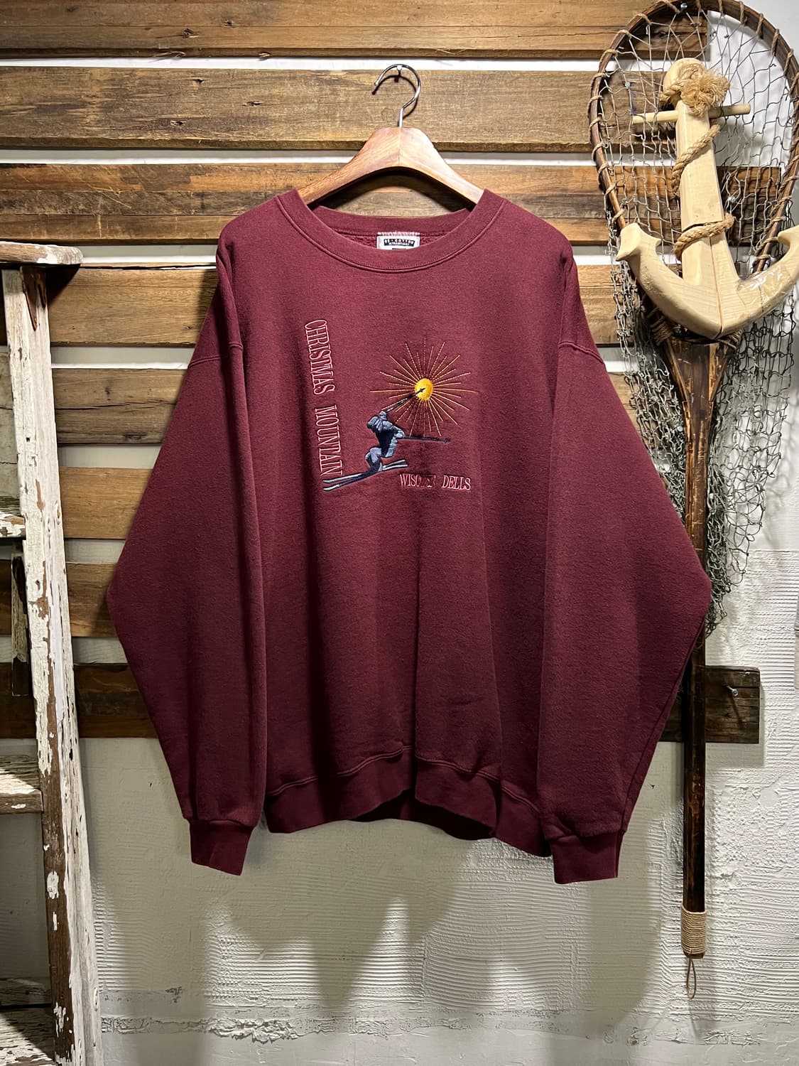 [L]90's Lee Made in USA 마운틴 스키 버건디 스웻셔츠 상품이미지1