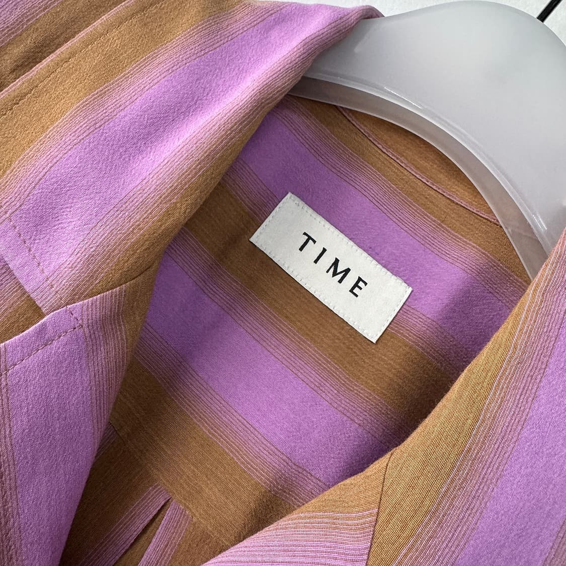 타임옴므 23 바이올렛 스트라이프 반팔 셔츠 상품이미지3