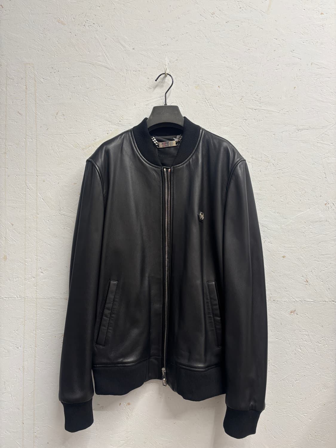 필립 플레인 스컬 레더 봄버 상품이미지1