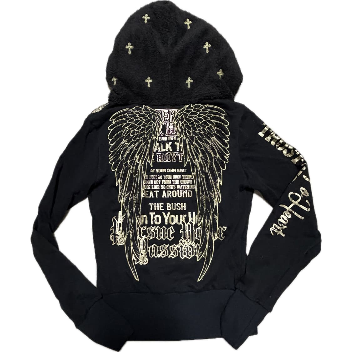 오네갸루 펑크 2000s 빈티지 자수 디테일 퍼 후드집업 세실맥비 상품이미지5