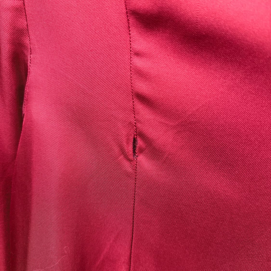 샤넬 실크 노카라 자켓 A라인 스커트 셋업 골드 버튼 플리츠 디테일 레드 상품이미지7