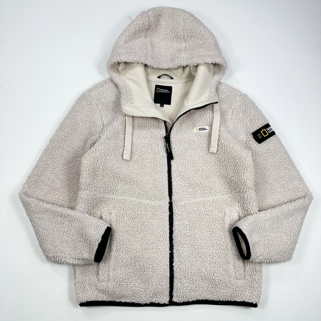 내셔널지오그래픽 와펜 화이트 후리스 후드집업 (M) 상품이미지2
