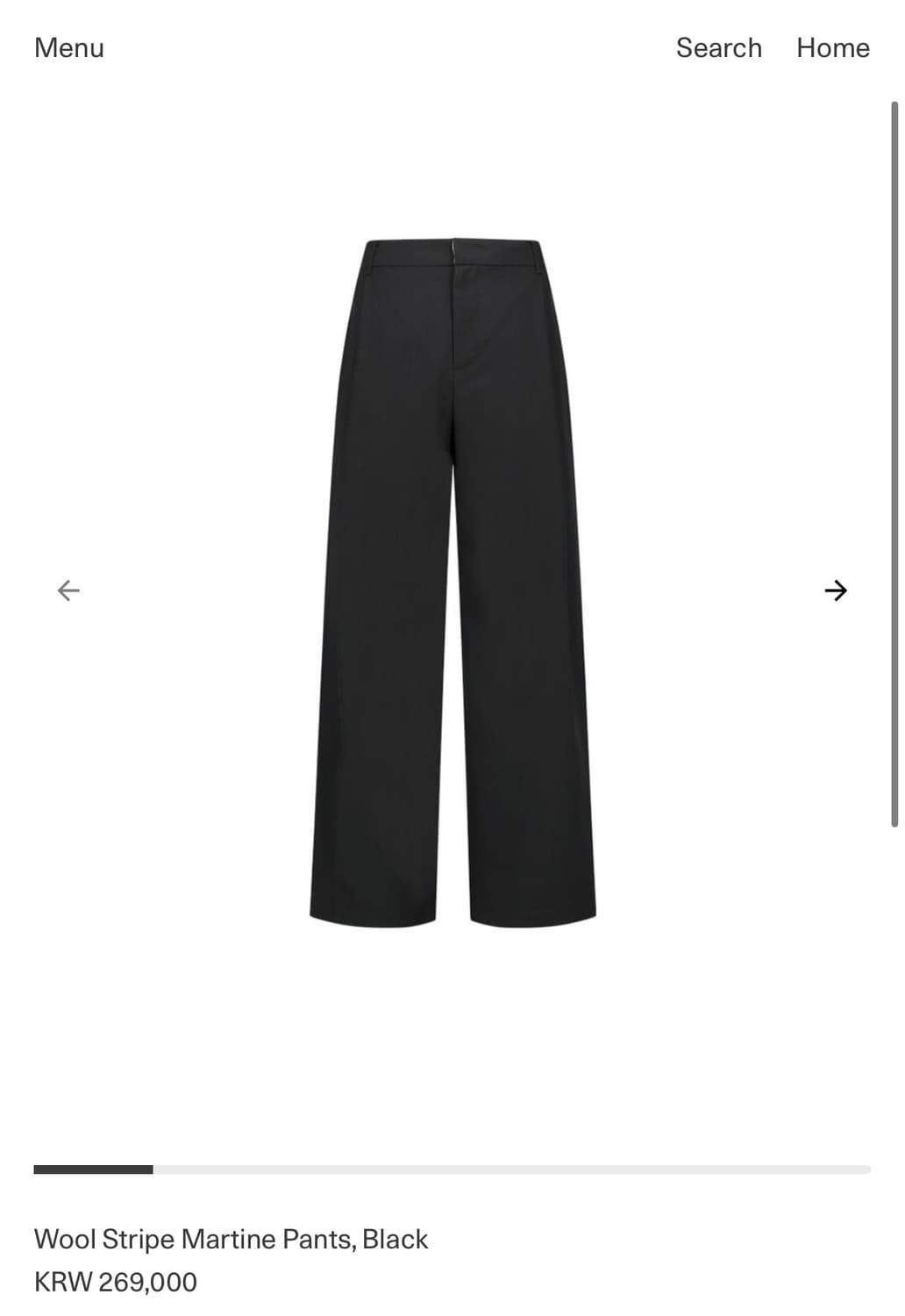 [XL] Amomento 울 스트라이프 마틴 팬츠 블랙  상품이미지1