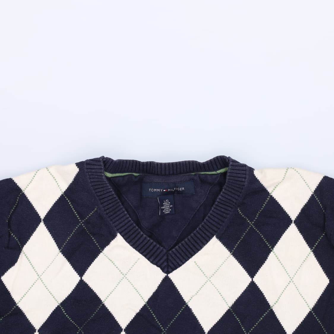 [L] 타미힐피거 아가일 브이넥 코튼 니트 0108J 상품이미지4