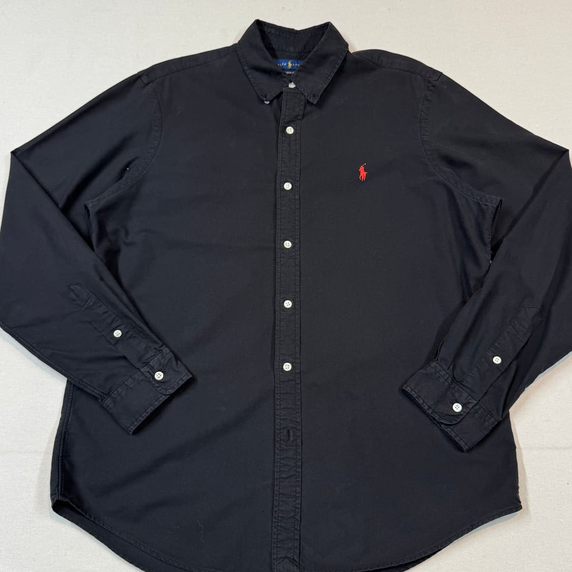 L) 폴로 랄프로렌 클래식핏 옥스포드 셔츠 가먼트다이 블랙 상품이미지2
