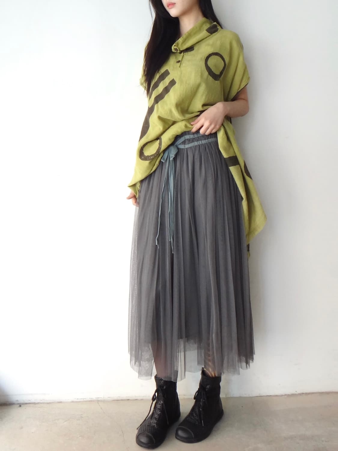 Tulle strap skirt / grey 상품이미지5
