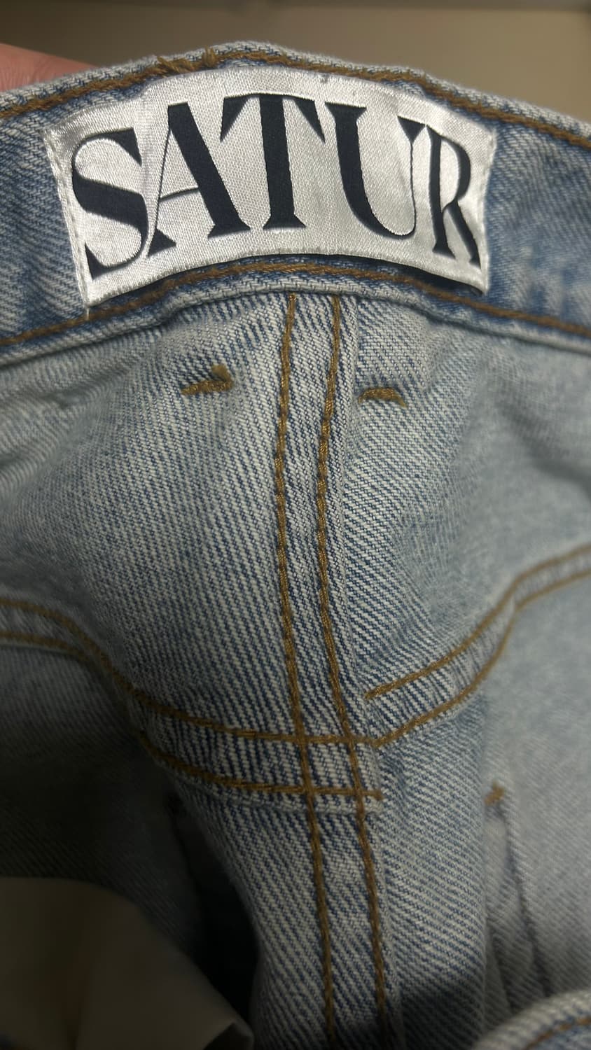 새터 연청 절개 와이드 데님 상품이미지5