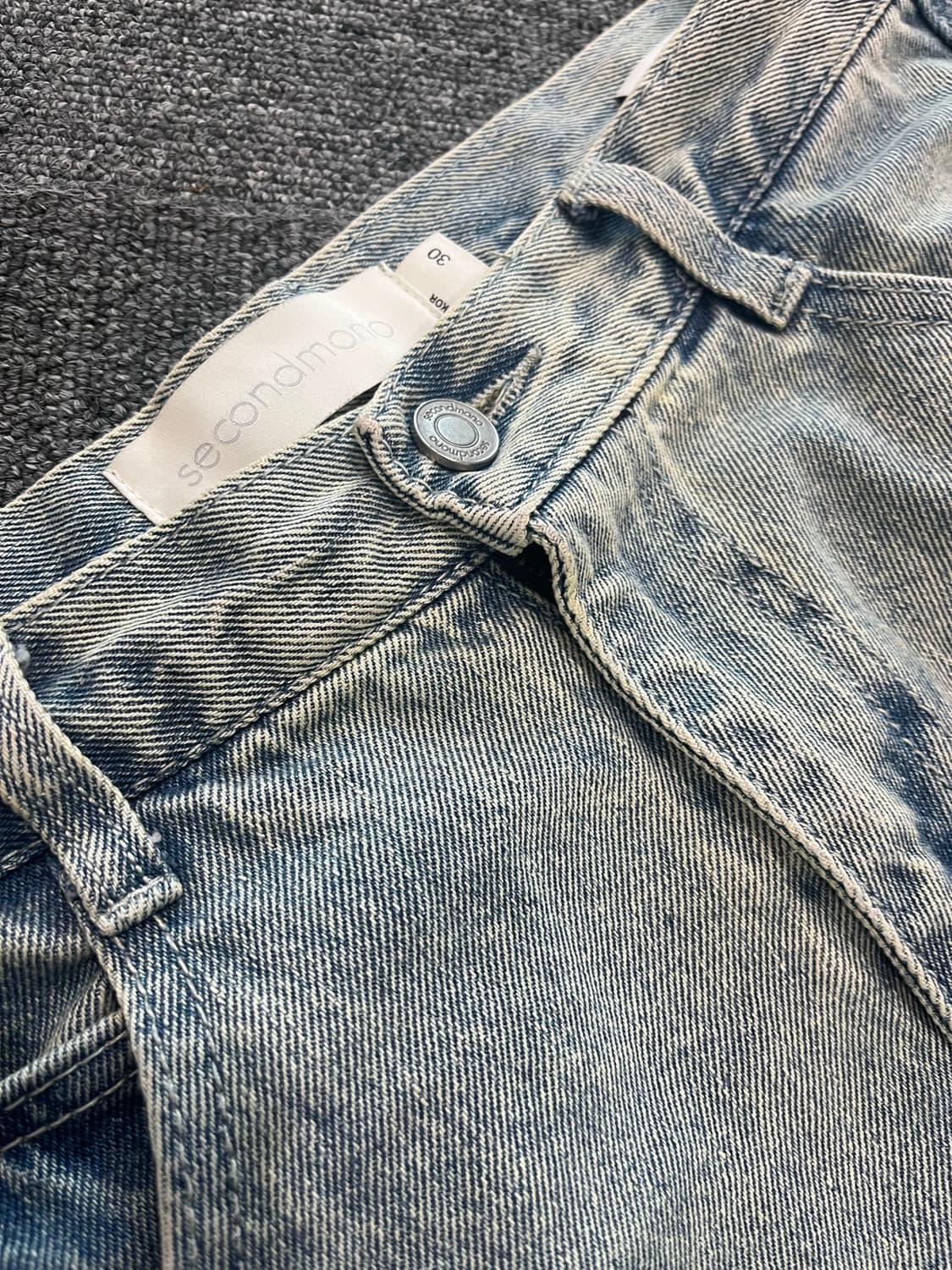 세컨모놀로그 커브드 연청 와이드 데님 팬츠 30 상품이미지3