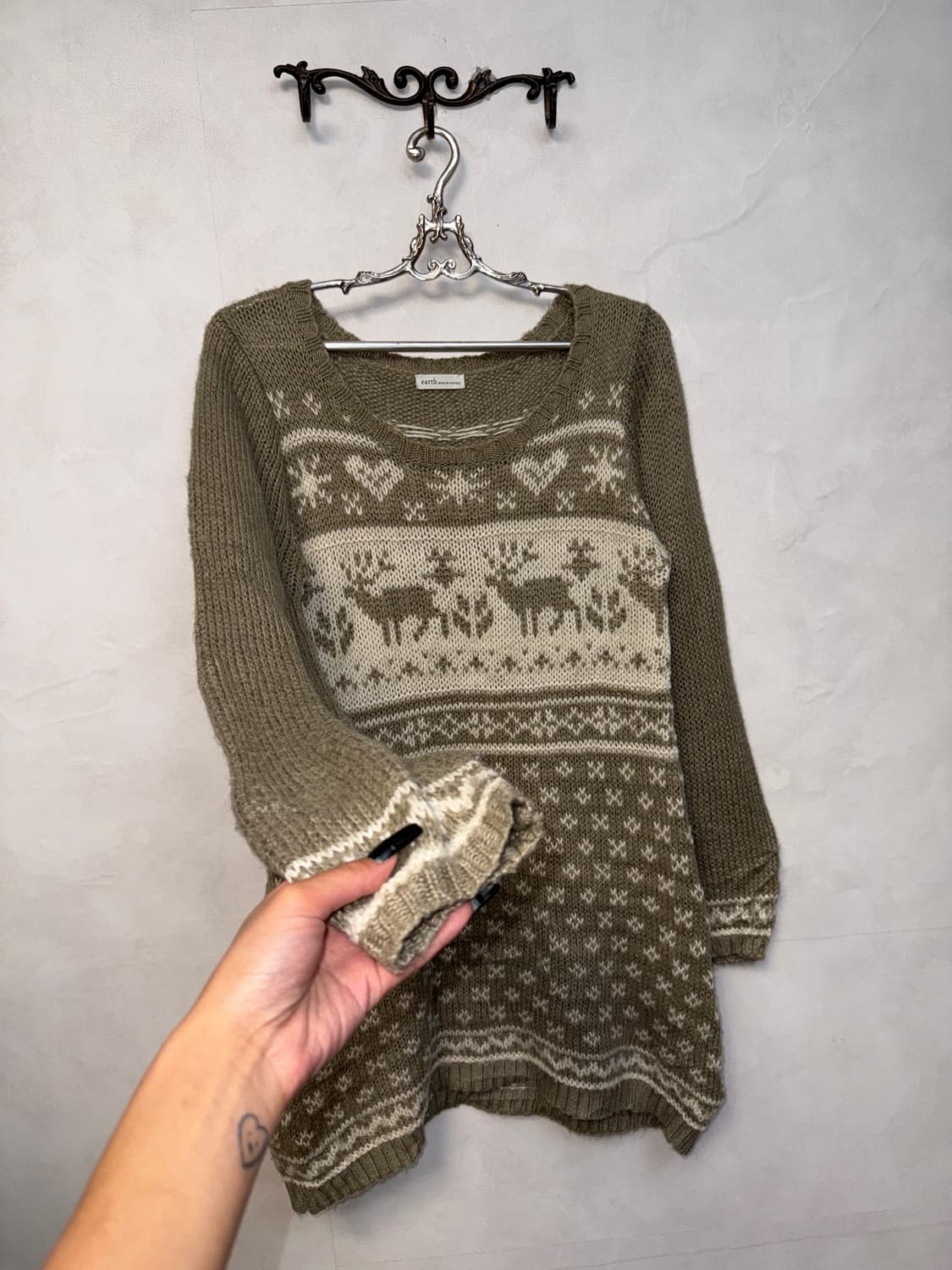 Ash brown winter mood pattern knit ops 상품이미지4