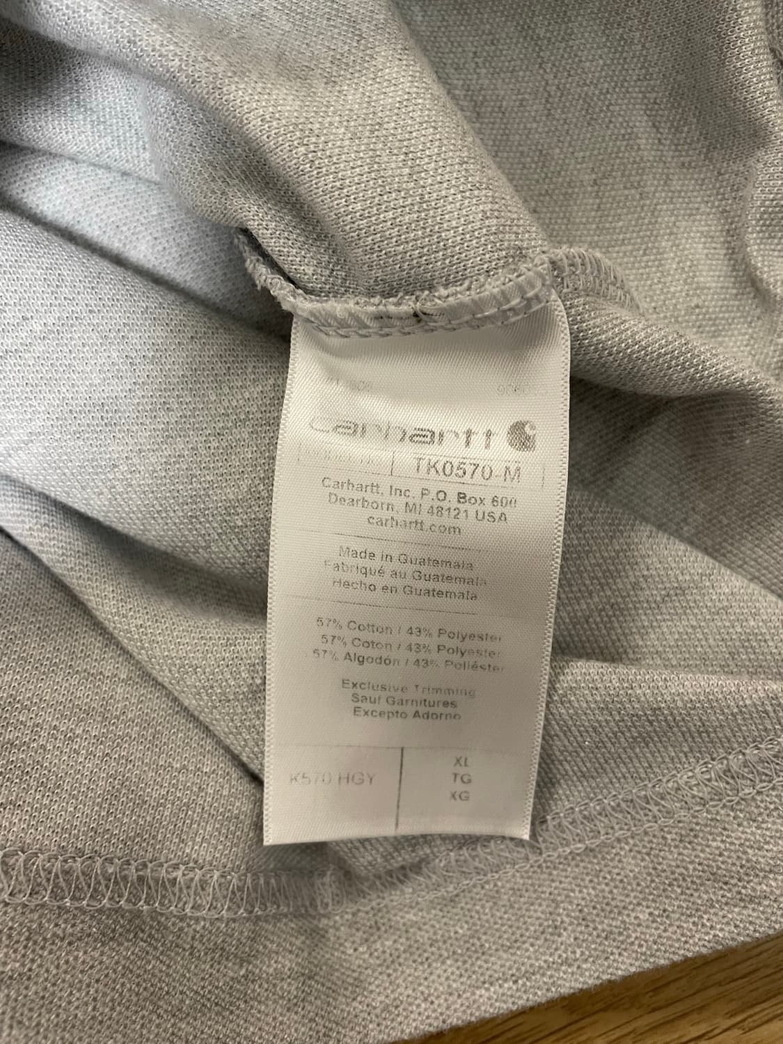 칼하트 회색 카라티 XL 상품이미지4