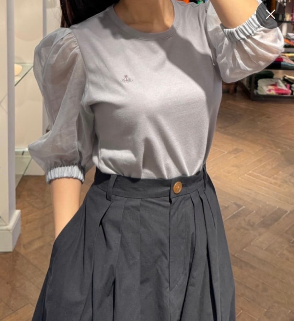 비비안웨스트우드 소매 퍼프 반팔 티셔츠 그레이 상품이미지5