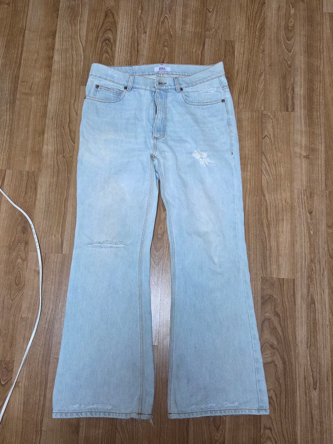 Erl 디스트레스드 플레어 데님 팬츠 L 상품이미지2