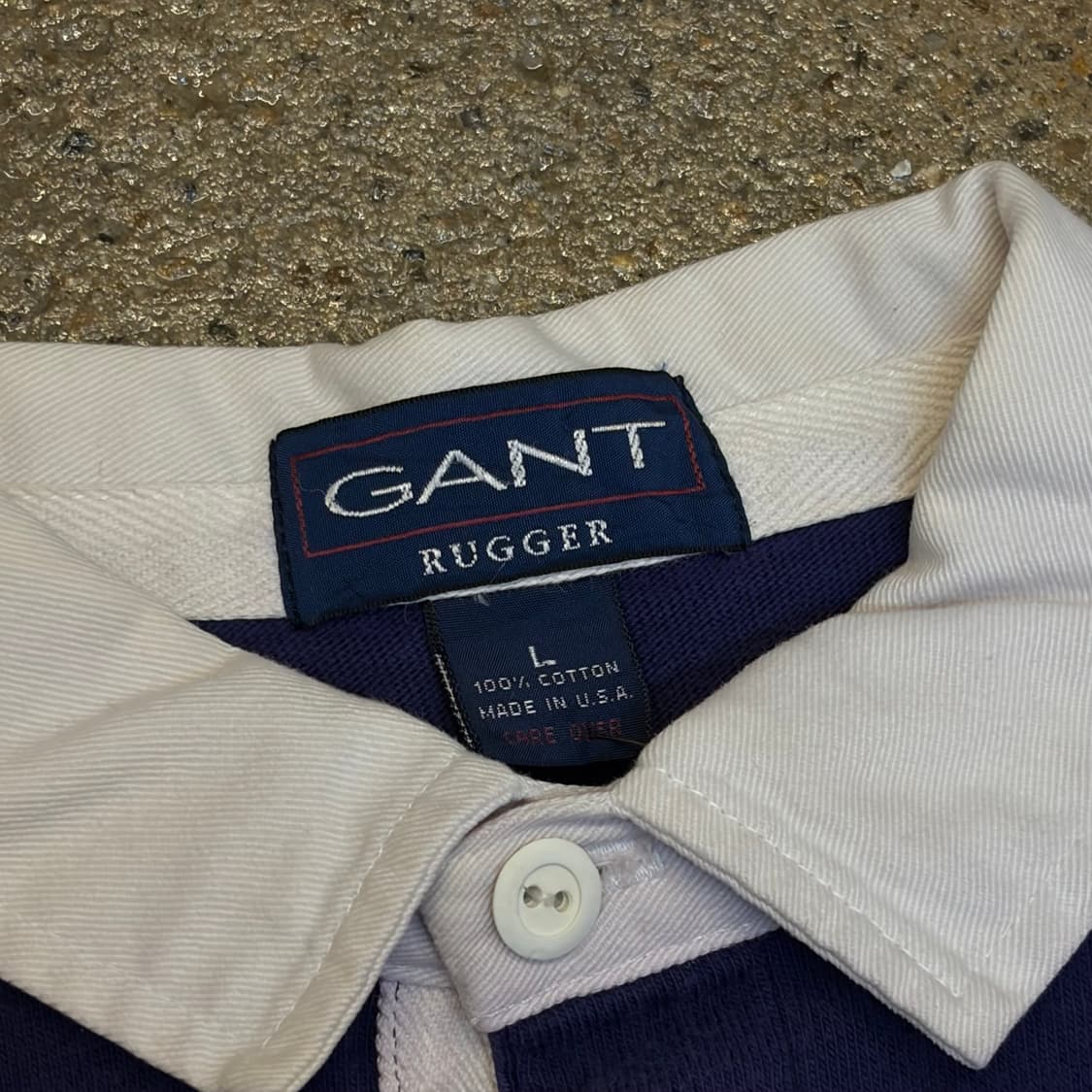 90s Made in USA 미국 빈티지 간트 스트라이프 럭비티 카라티  상품이미지5