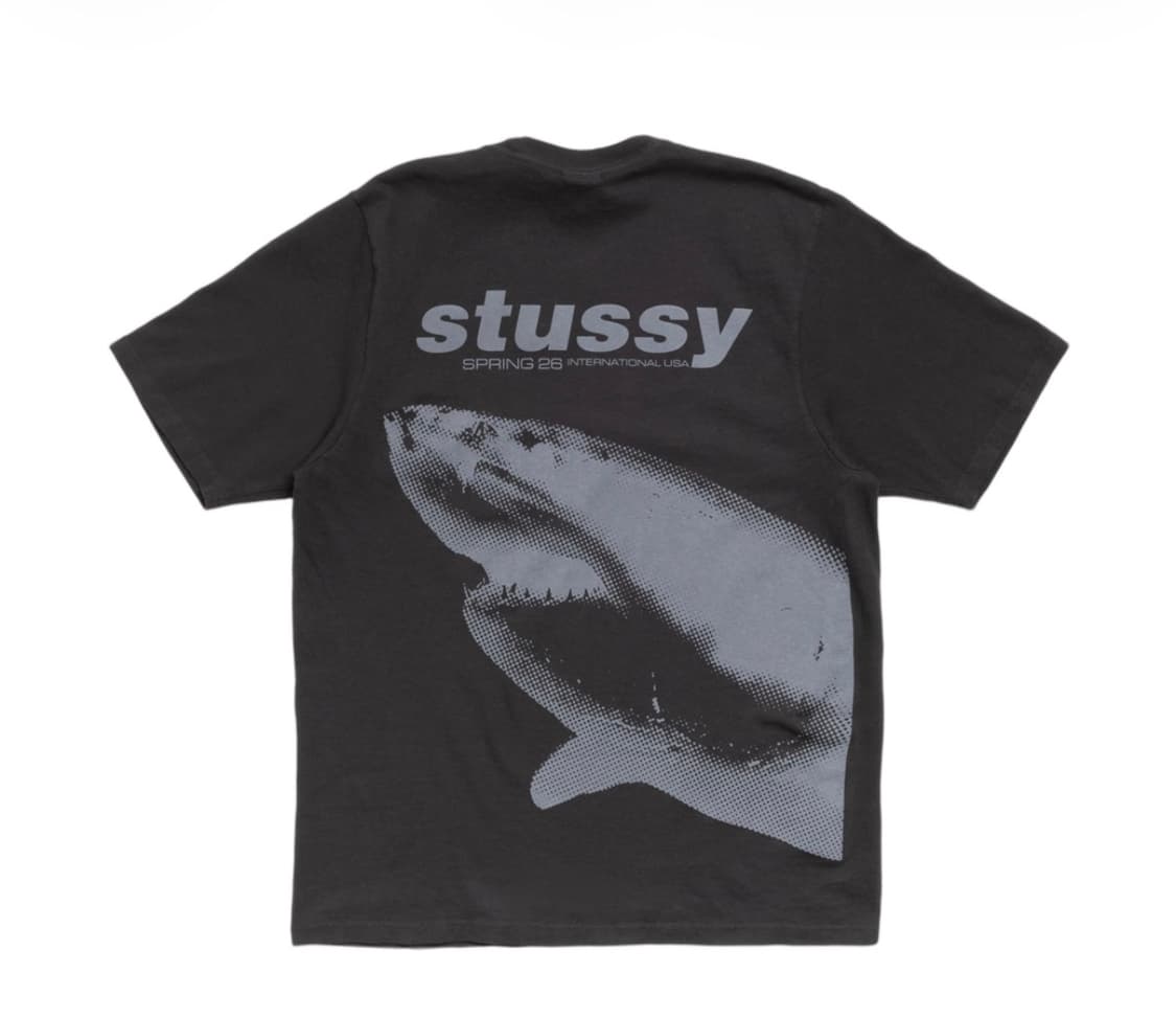 스투시 샤크 피그먼트 다이드 티셔츠 페이디드 블랙 상품이미지1