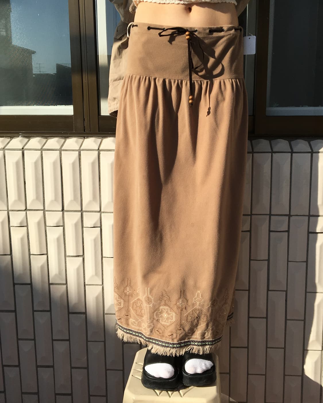 Ethnic pattern point fringe skirt 상품이미지5
