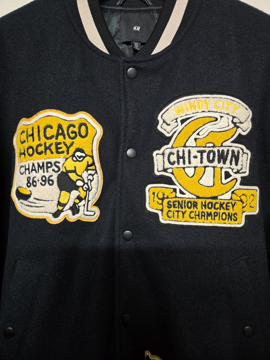 H&M 시카고 하키 레터맨 야구 점퍼 L 상품이미지5