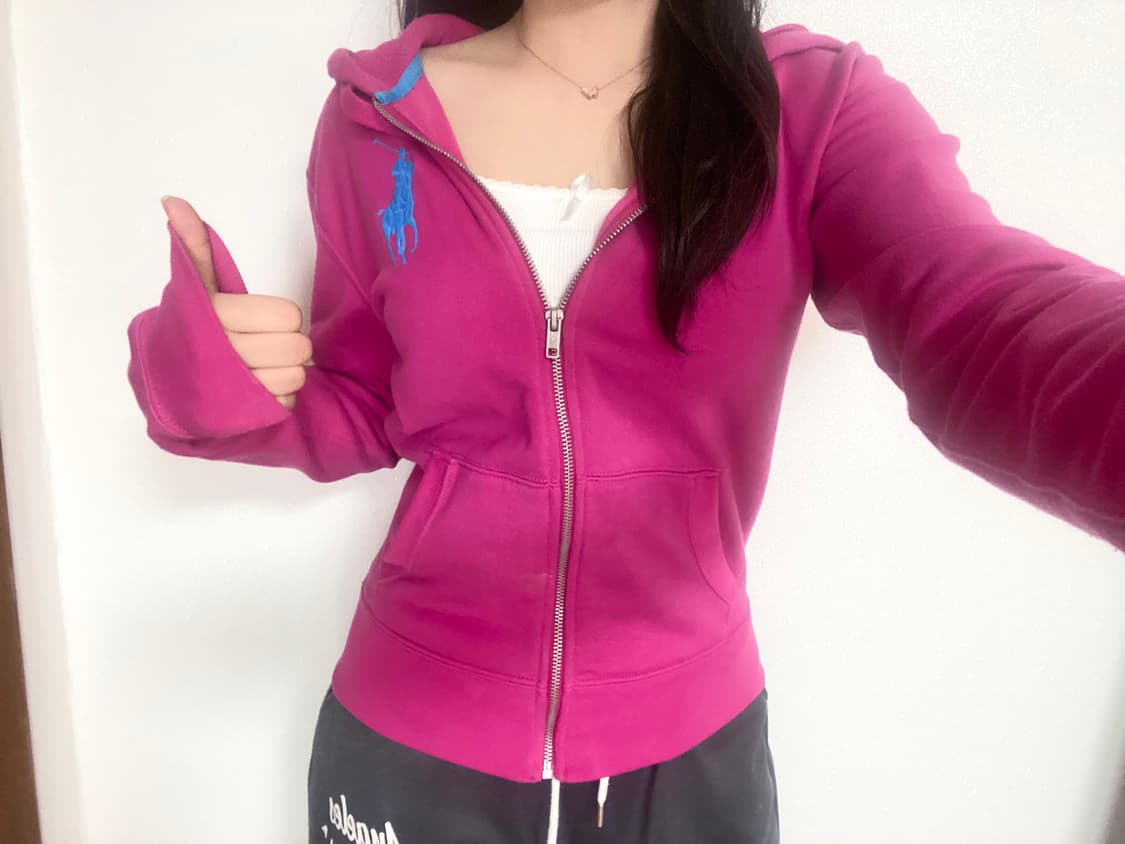 폴로 랄프로렌 빅 포니 후드집업 핑크 (M) 상품이미지3