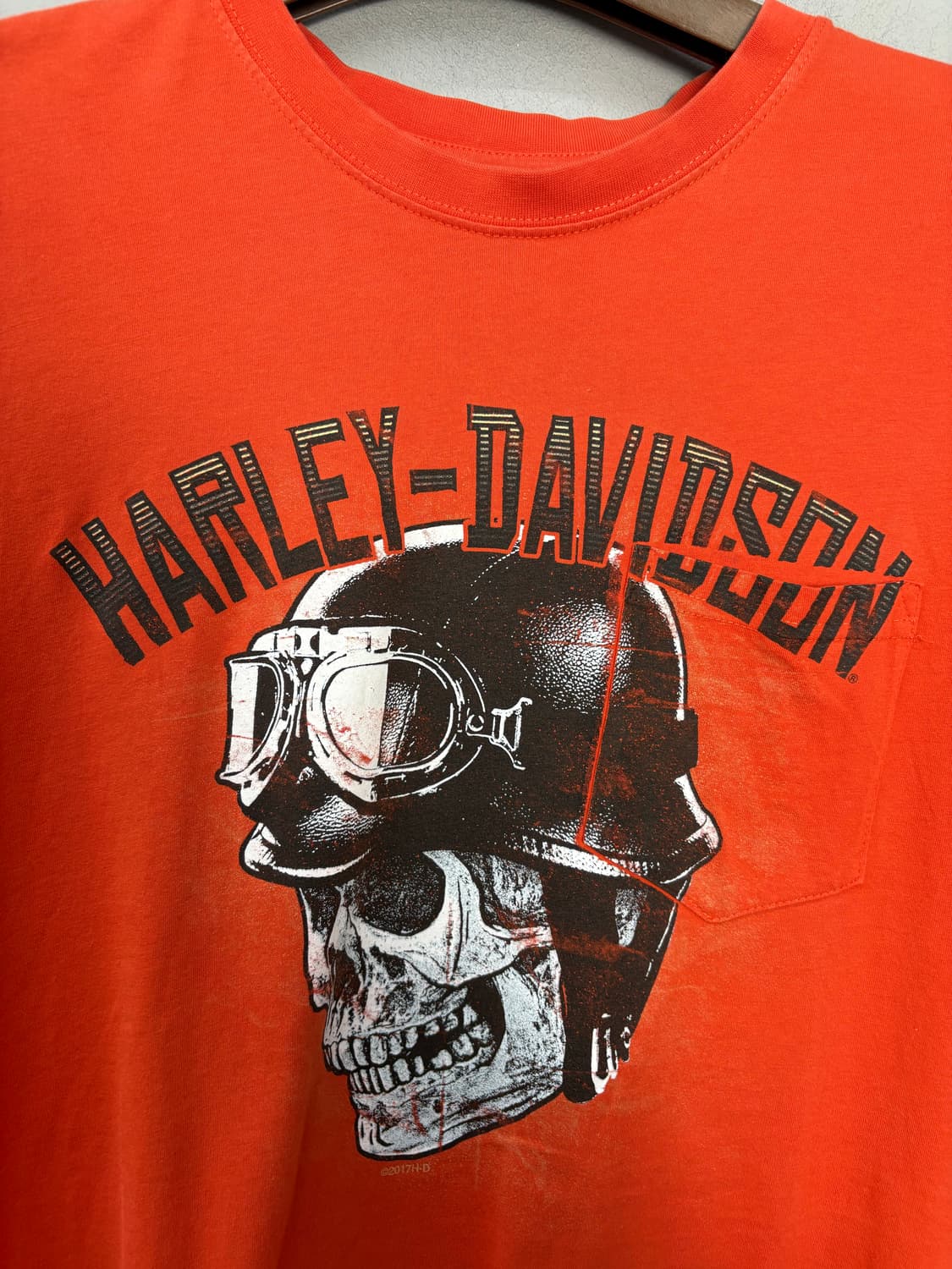 할리데이비슨 스컬 그래픽 오렌지 반팔 A3426 상품이미지3