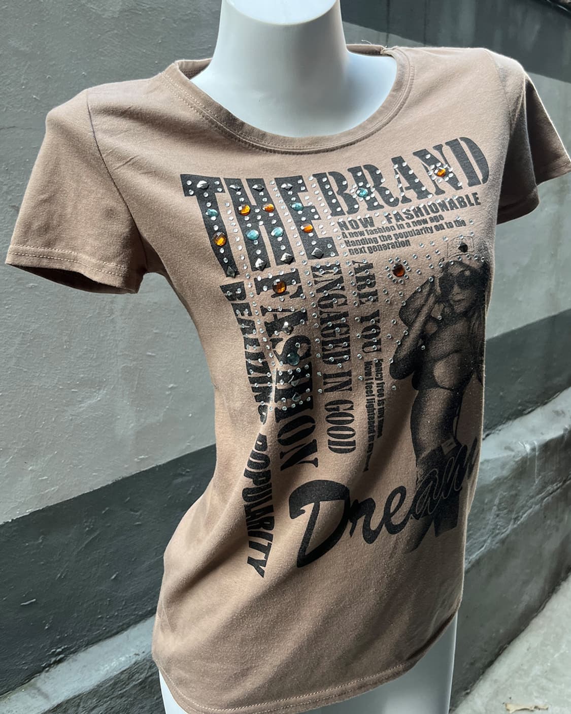 Y2K Glam Studded Print T-shirts 상품이미지5
