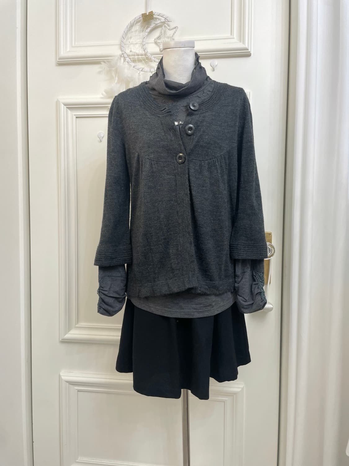 charcoal 3button shirring point cardigan 상품이미지2