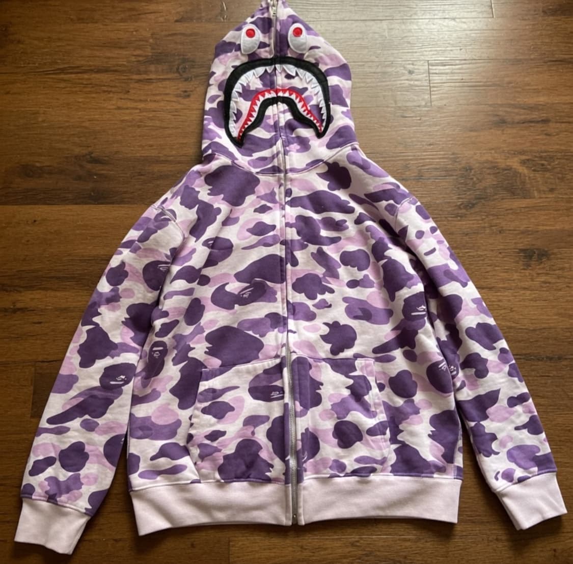 베이프 퍼플카모 샤크후드 새상품 상품이미지1