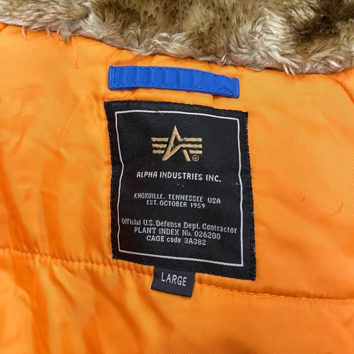 [정품/L] 알파인더스트리 블루 후드 퍼 패딩 점퍼 b19 상품이미지5