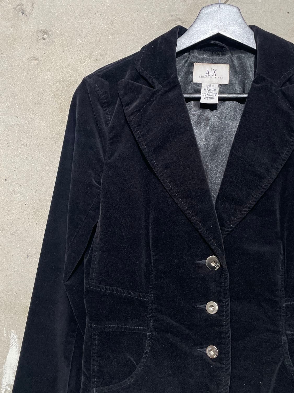 아르마니 익스체인지 블랙 슬림 벨벳 자켓 상품이미지2