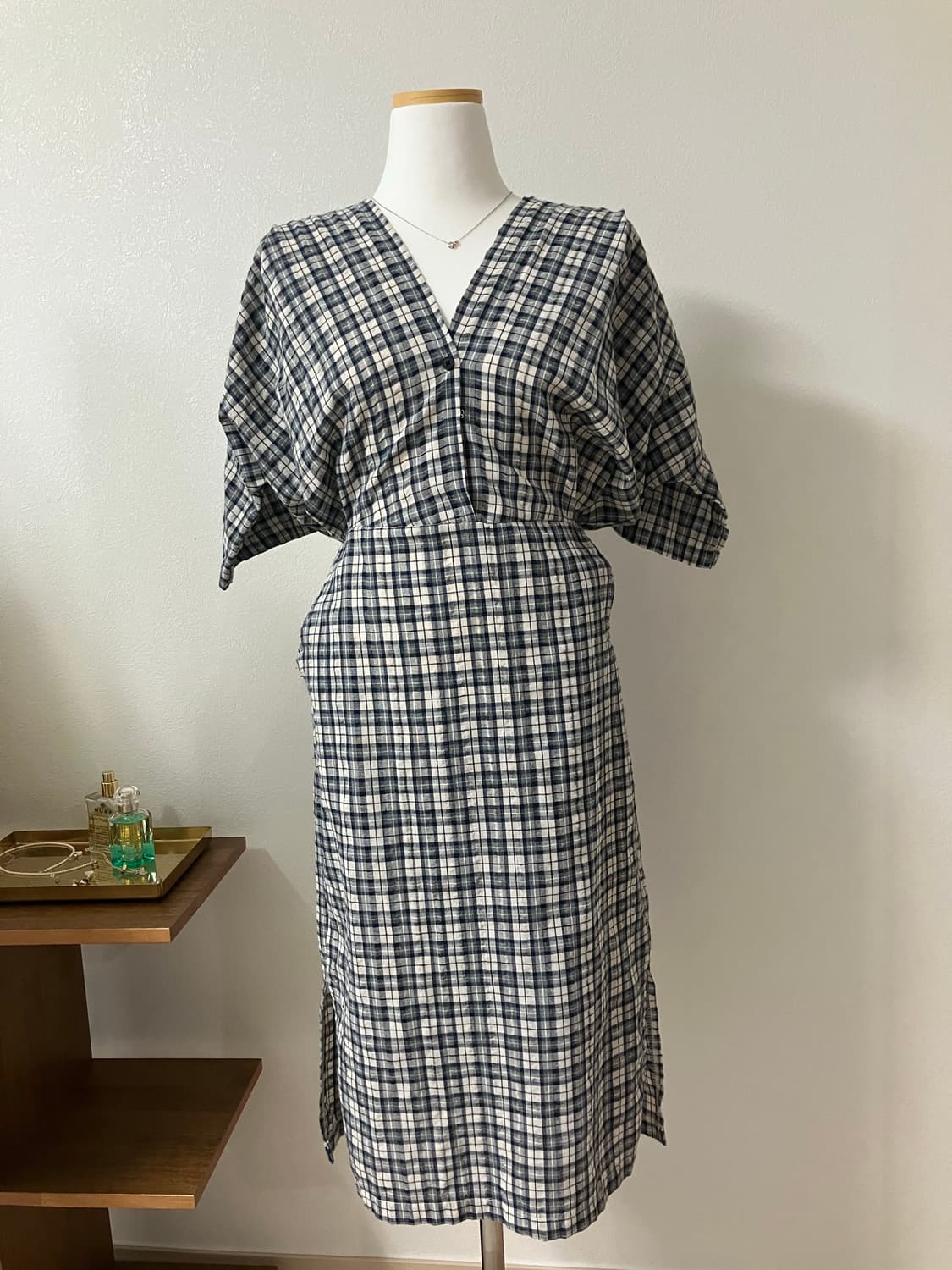 체크 롱 원피스 상품이미지1