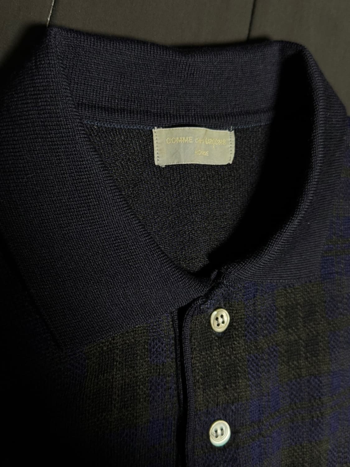 꼼데가르송 옴므 아카이브 체크 카라티 다크네이비 (100) 상품이미지3