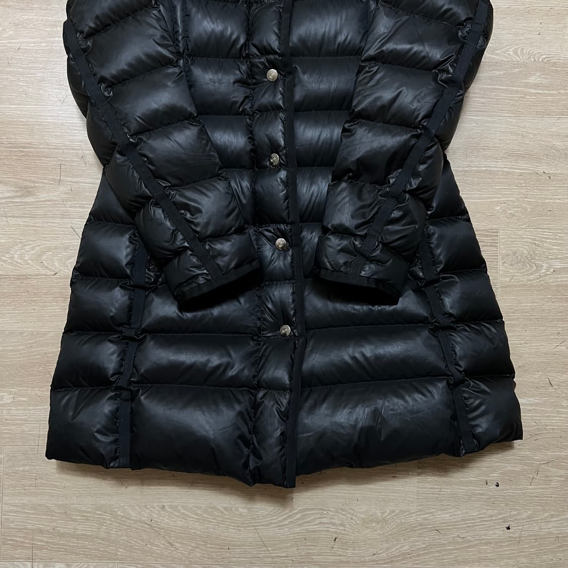 채리엇 여성 구스다운 스탠드넥 슬림 롱패딩 점퍼 [블랙] M/95 상품이미지3