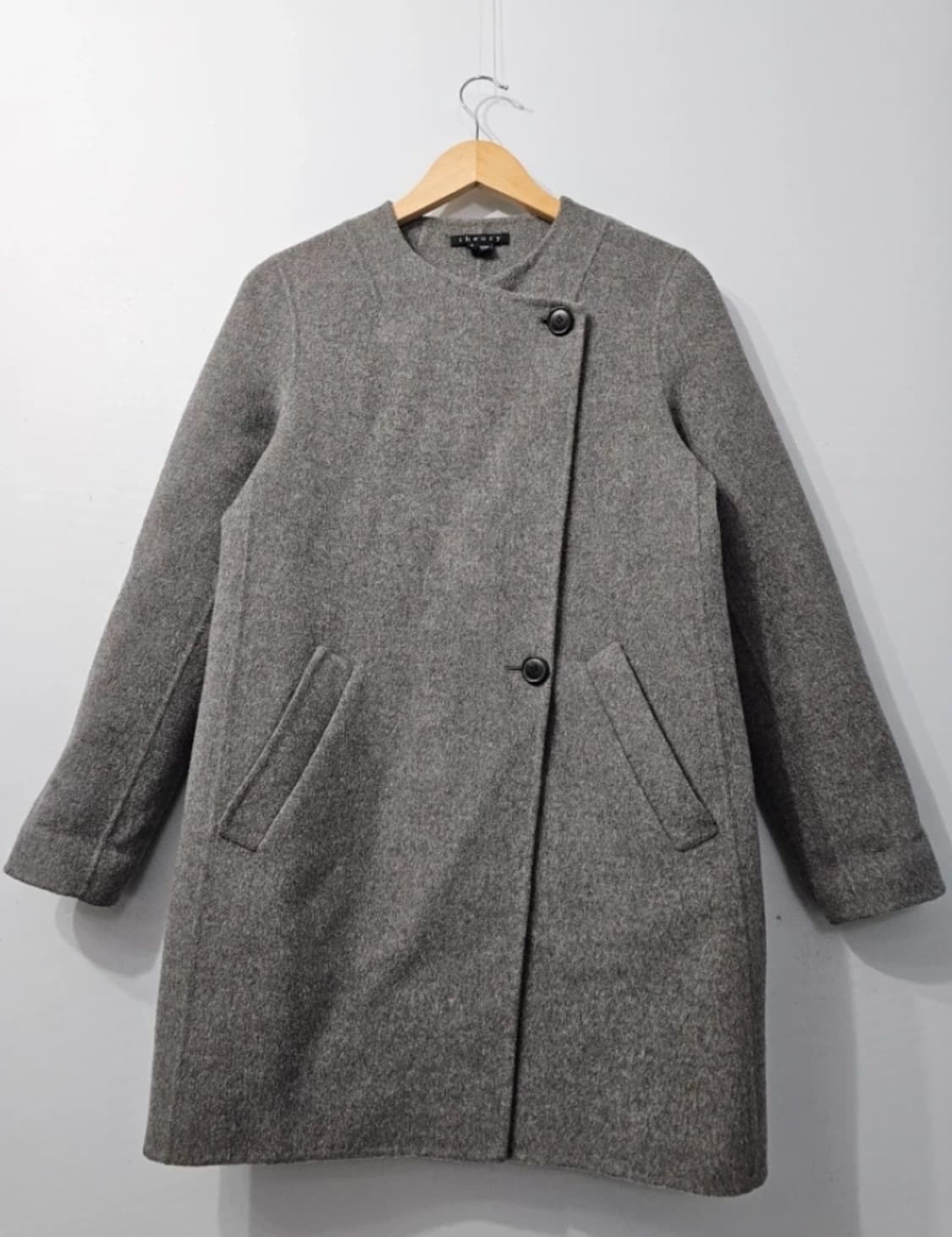 한섬 띠어리 Theory 회색 울 캐시미어 오버핏 코트 ~66 상품이미지3
