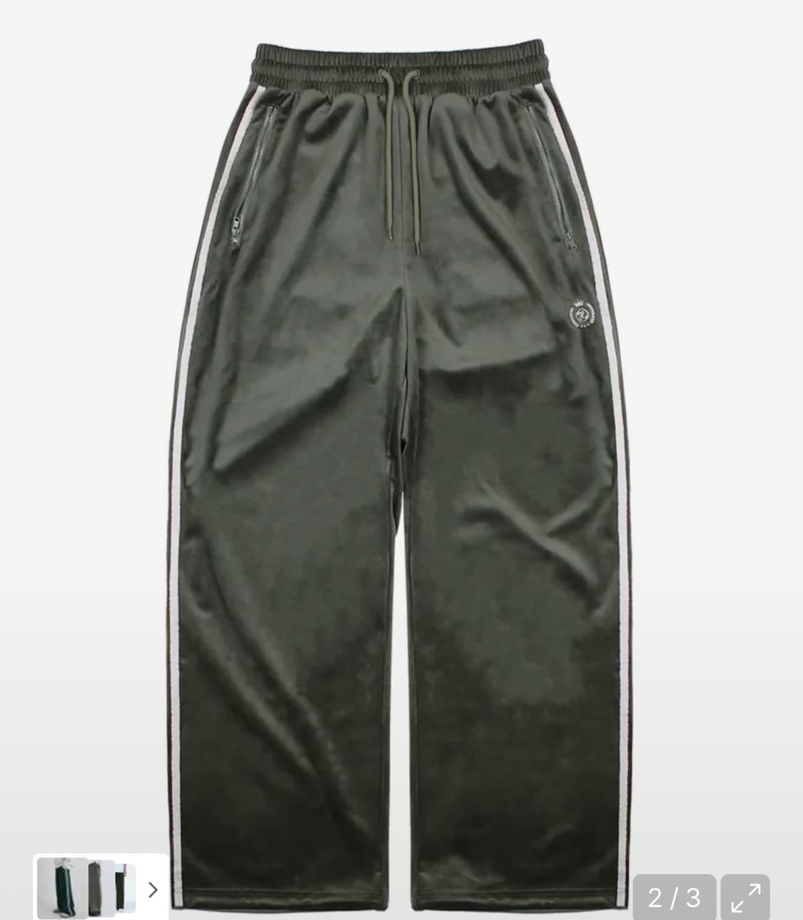 엑스톤즈 벨벳 와이드 트랙 팬츠 그린 (L) 상품이미지2