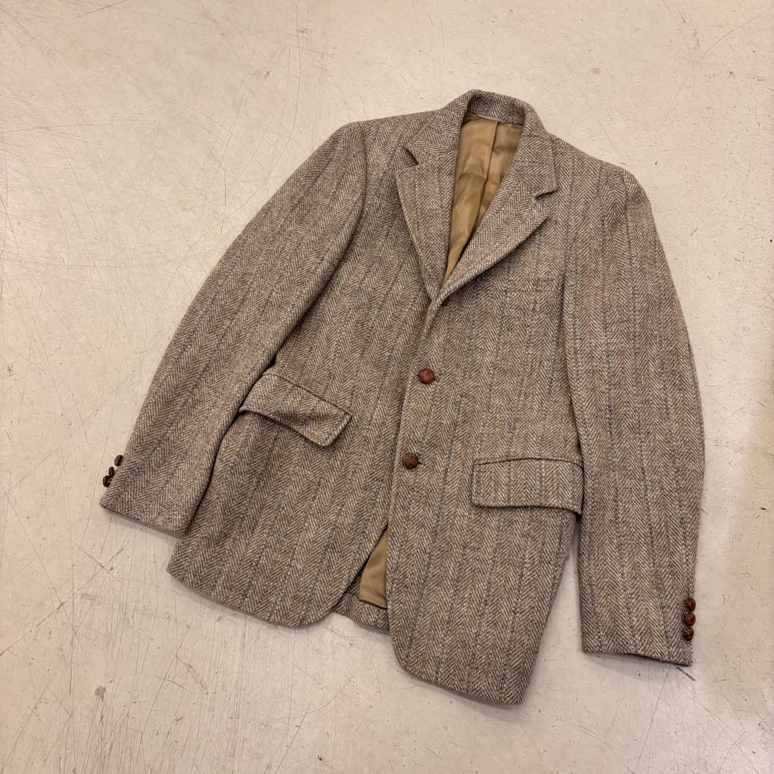 Uk빈티지 해리스트위드 쓰리버튼 블레이저 상품이미지1