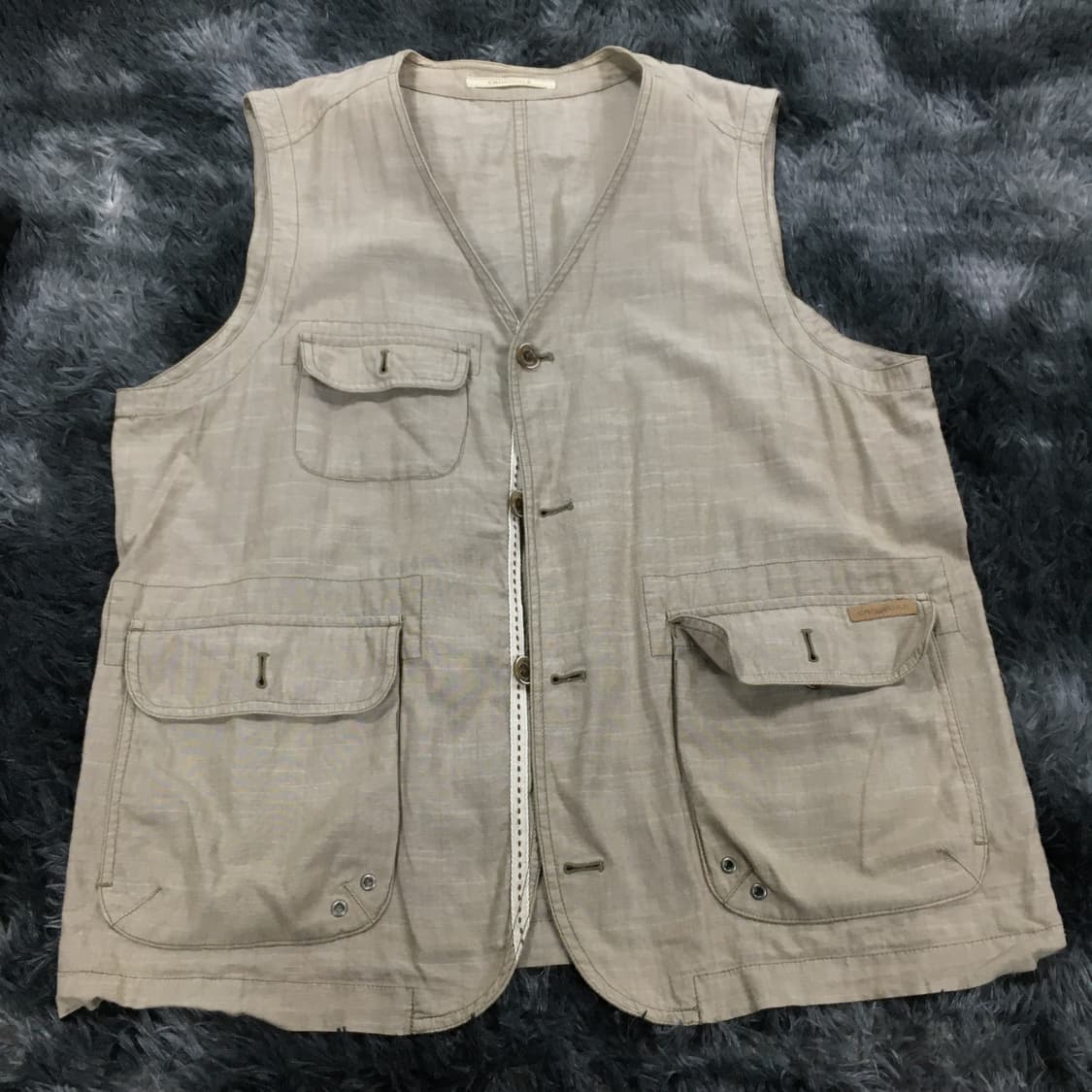 투티/0279 crocodile 베이지 면 베스트 아메카지 일본 빈티지 상품이미지3