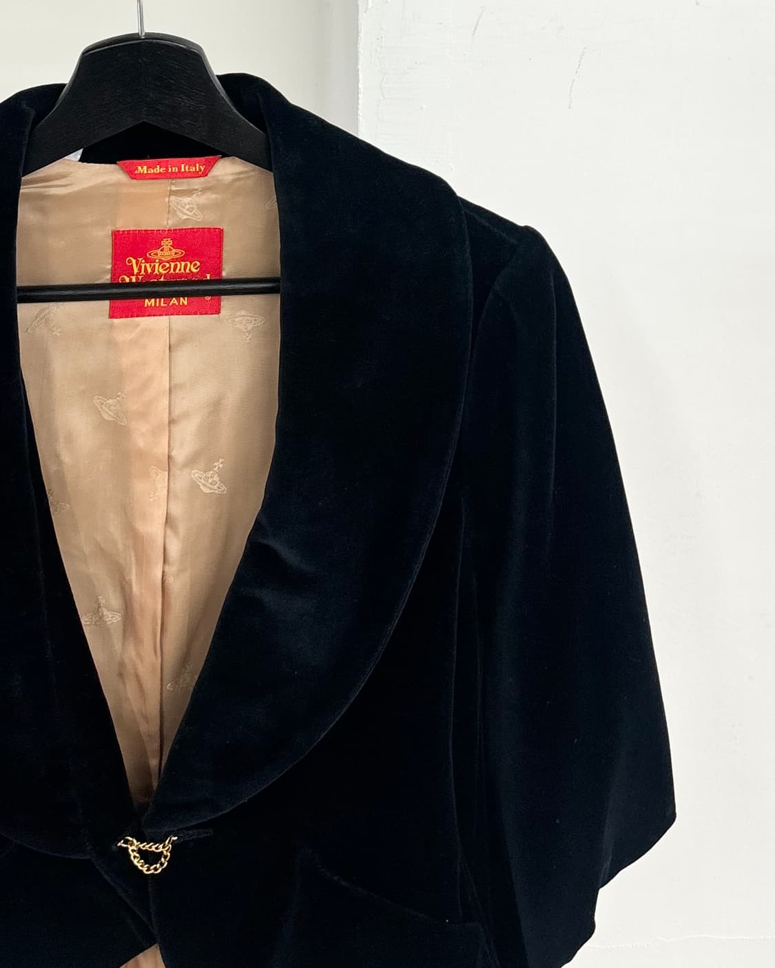 비비안웨스트우드 딥네이비 레드 라벨 벨벳 크롭 자켓 상품이미지4
