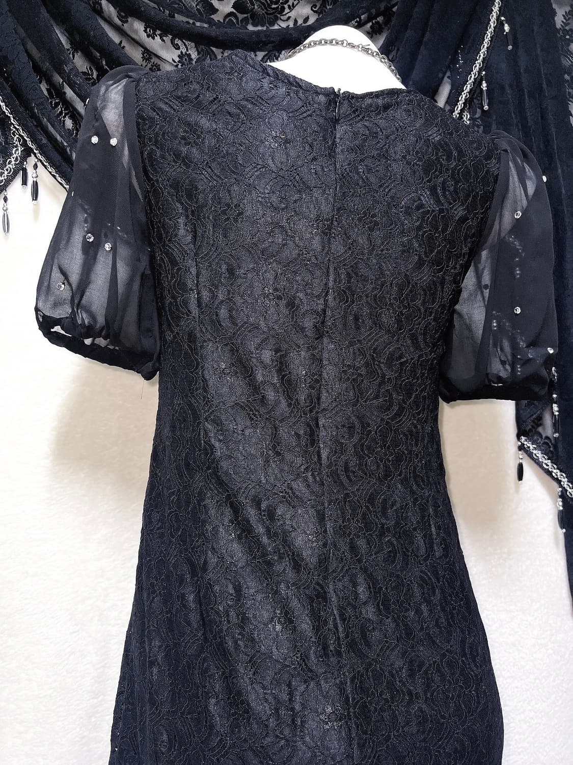 로맨틱고딕 고스 퍼프숄더 큐빅 블랙 레이스 드레스 원피스 다크페어리 핀터 상품이미지9