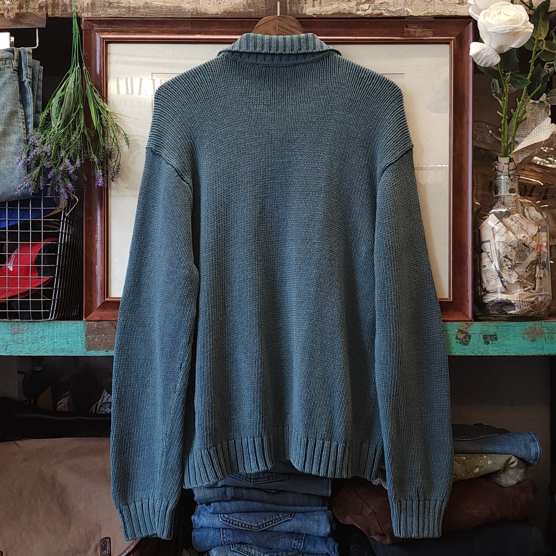 90s 폴로 니트 스키퍼 골지 니트 스웨터 코튼 니트 L 상품이미지3