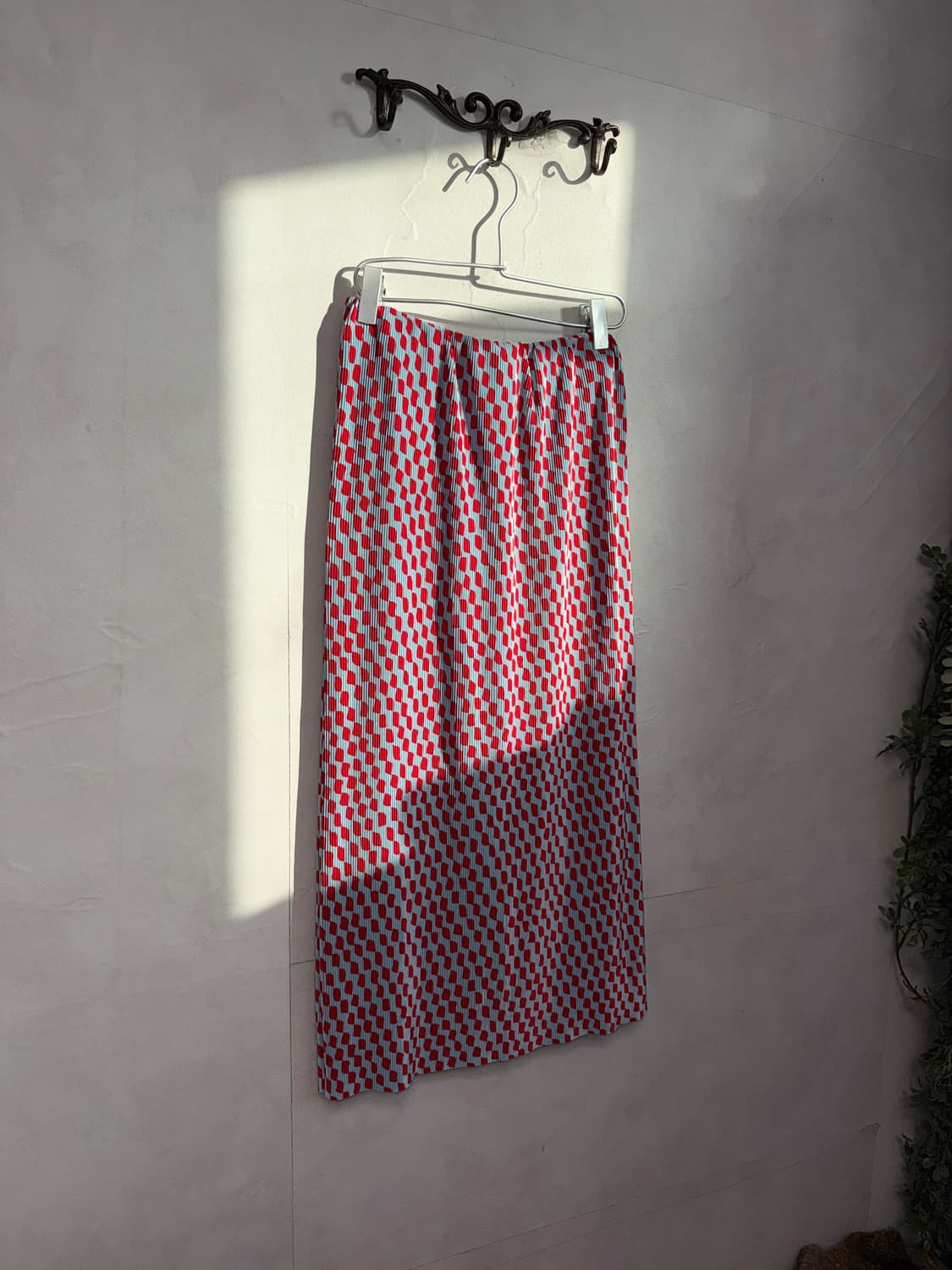Blue red check stretch pleats skirt 상품이미지2