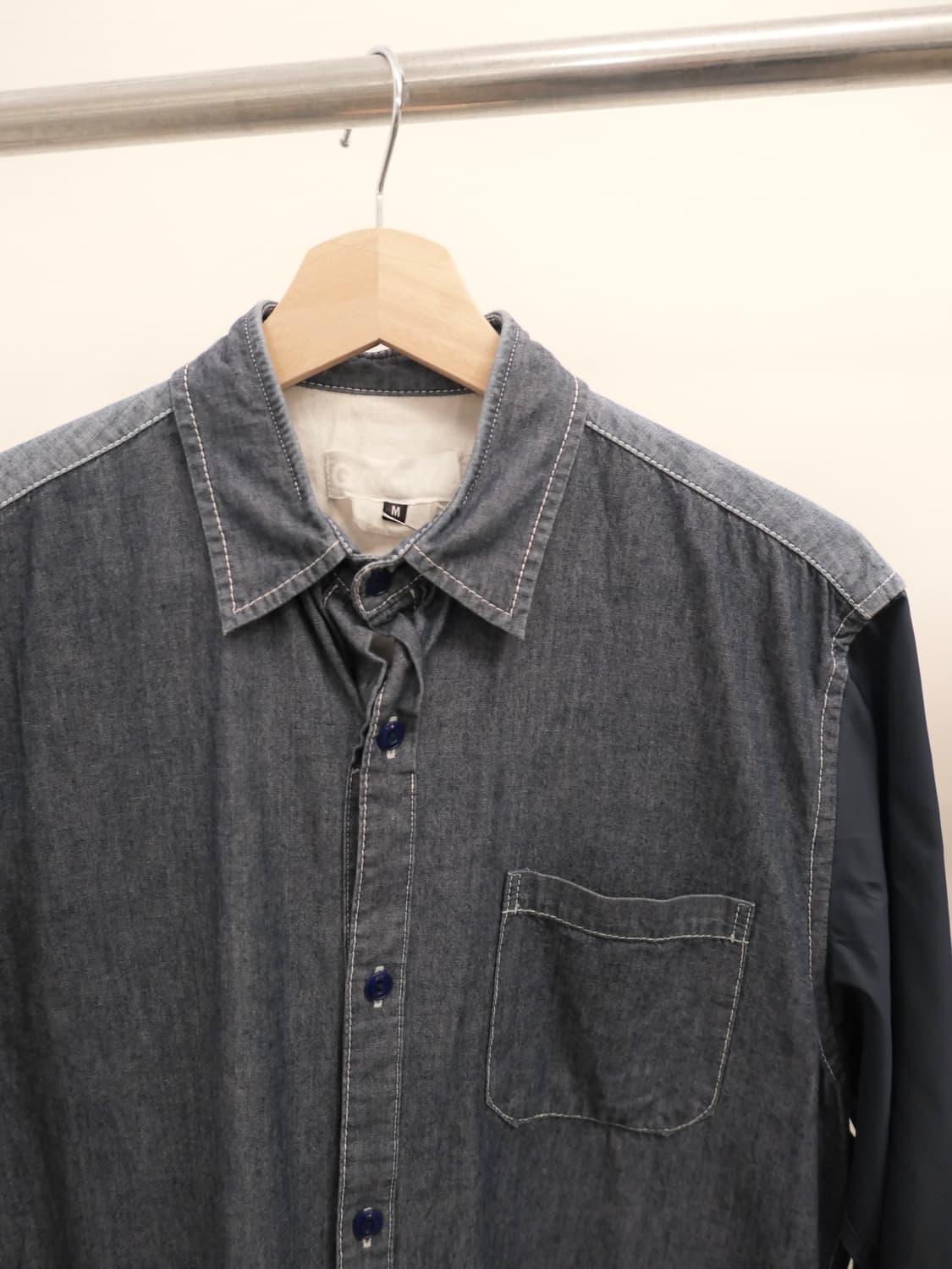 꼼데가르송 간류 나일론 슬리브 데님 셔츠 상품이미지2