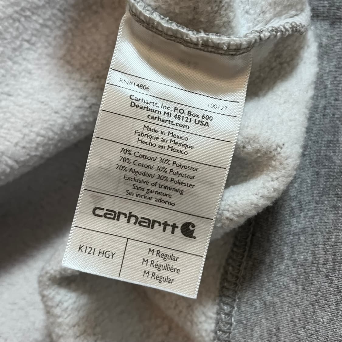 [정품] 칼하트 그레이 오리지널핏 기모 후드티 [ M ] 상품이미지5