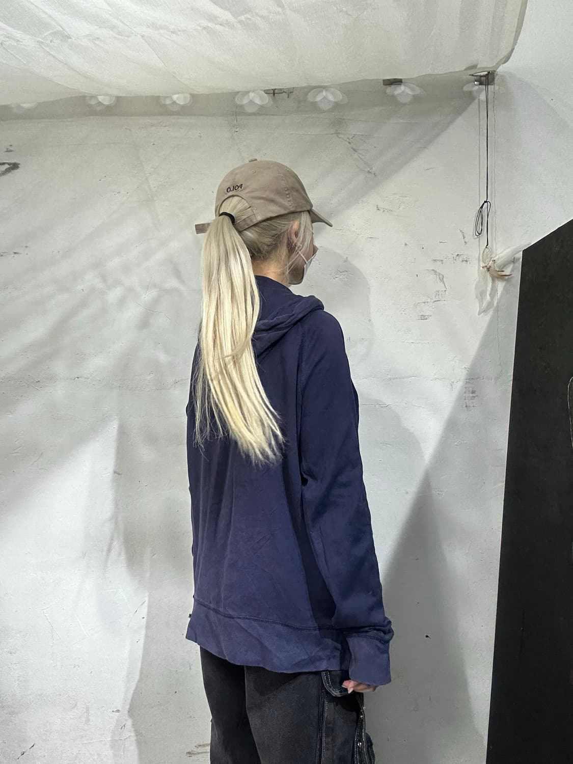 Gap 유니온잭 y2k 빅 로고 네이비 후드티 M 상품이미지3