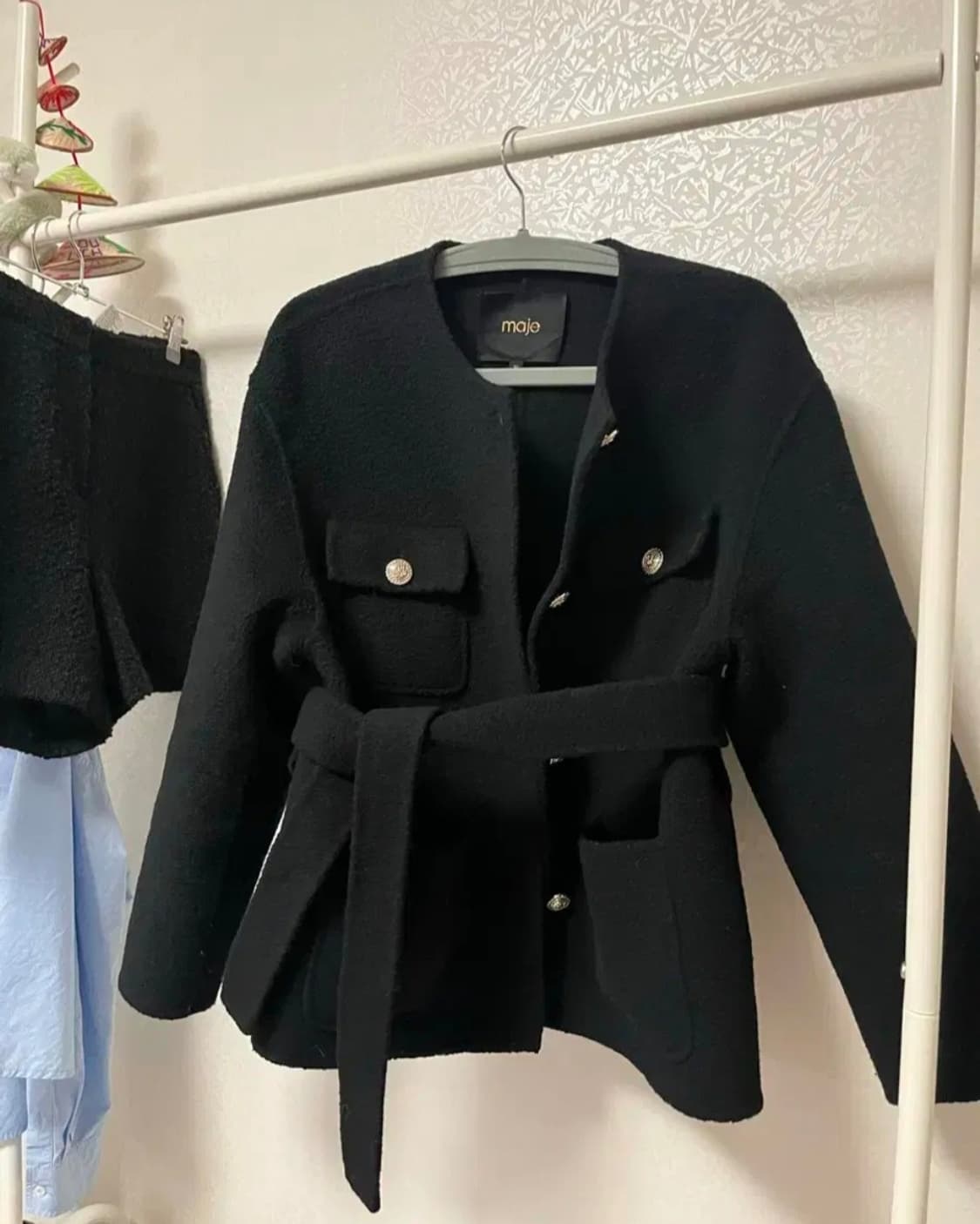 Maje 마쥬 블랙 울 벨티드 자켓 36사이즈 상품이미지1
