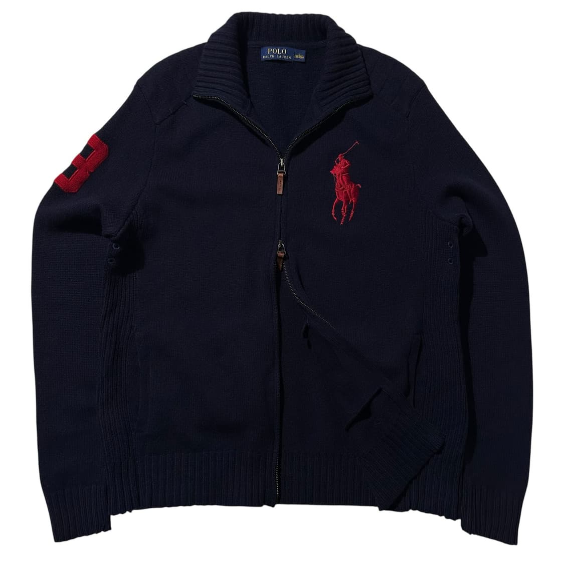 폴로 랄프로렌 빅포니 투웨이 니트 집업 가디건 네이비 상품이미지1