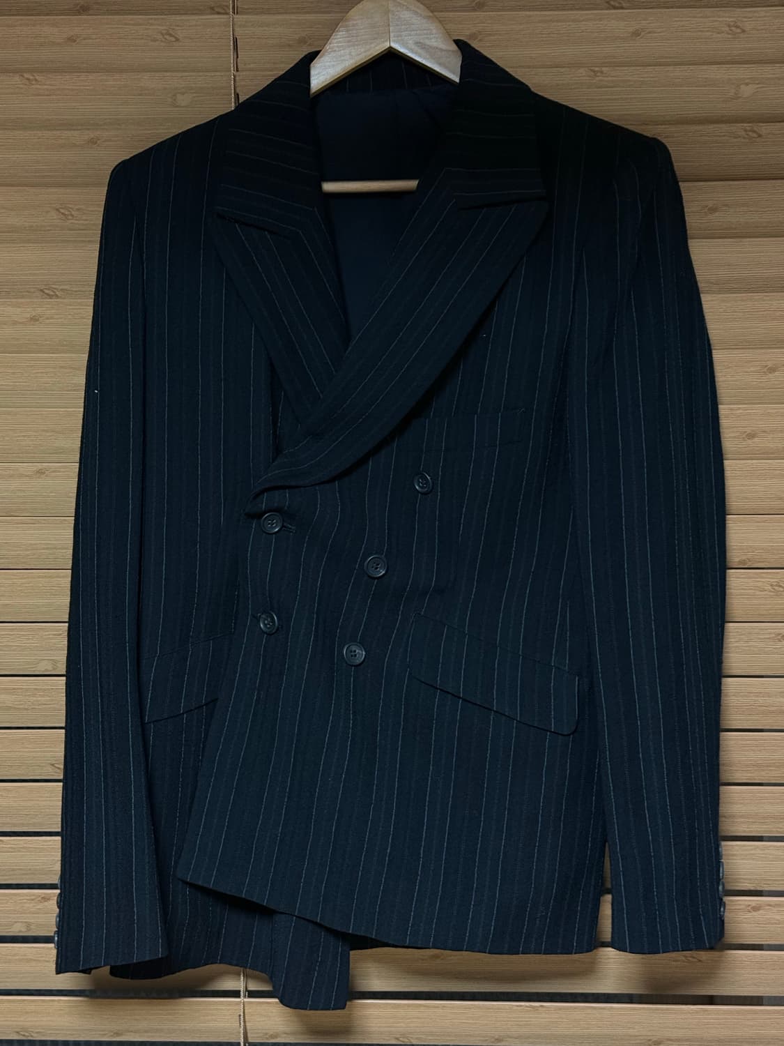 요지야마모토 핀스트라이프 더블 브레스티드 자켓 상품이미지1