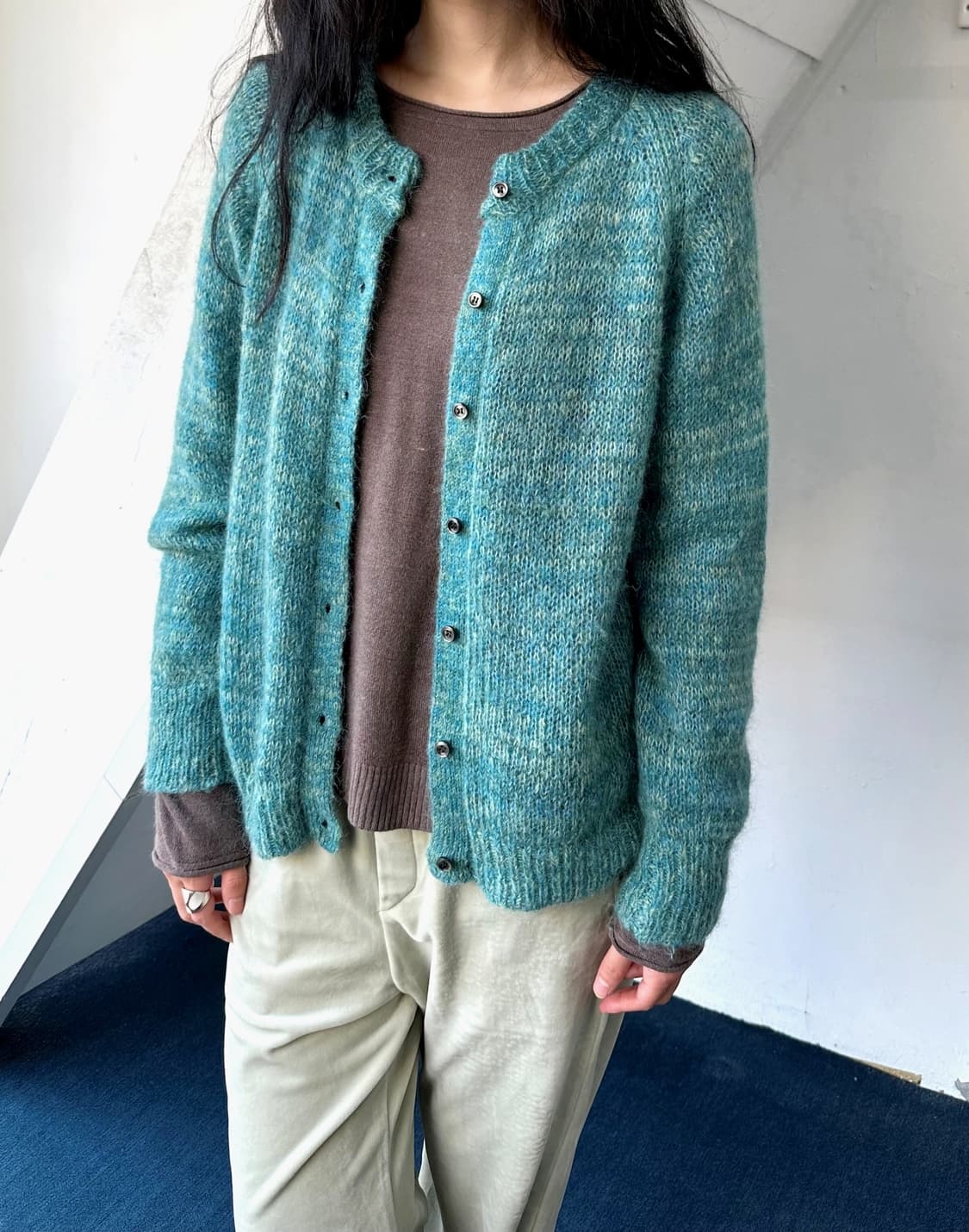 Mohair wool pattern design knit cardigan 상품이미지10