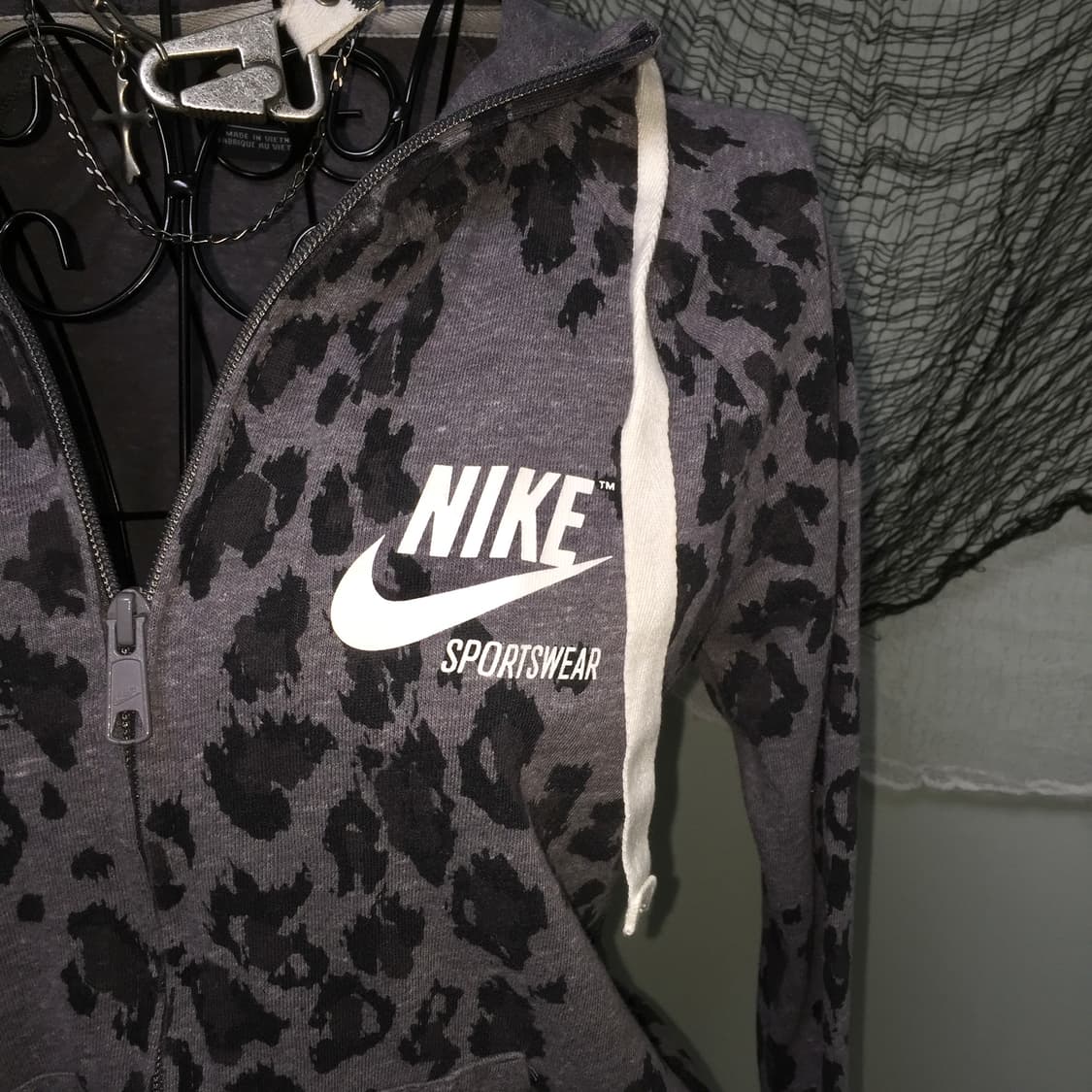 Vtg Nike gray leopard slim hood zip-up 상품이미지3