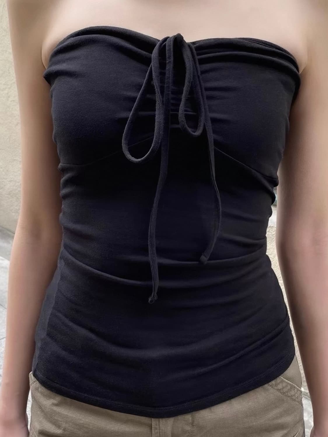 브랜드 멜빌 블랙 스트링 튜브탑 상품이미지2